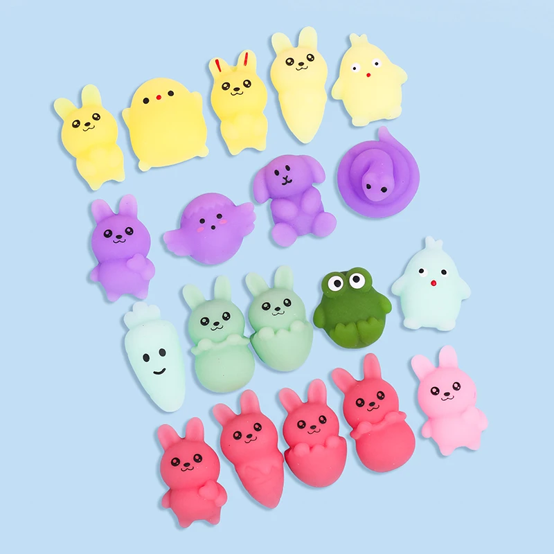 10pcs Easter Mochi Squishy Cartoon Rabbit Carrot Toy Antistress Toy Squeeze Birthday Easter Gift Party Festival Ornaments Supply