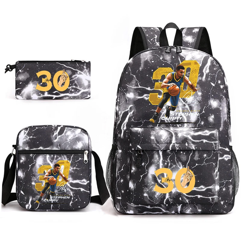 Mochila escolar estampada para estudiantes, Juego de 3 piezas, mochila informal, estuche para lápices, bolso de hombro, adecuado para niños y niñas