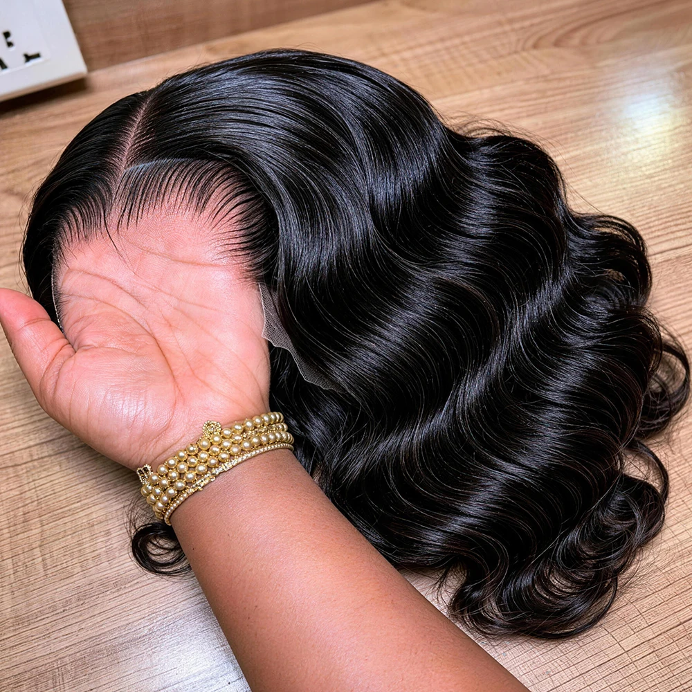 Hd Lace Frontal Wig Human Hair Pre Plucked - Parrucca corta con onde naturali, senza
