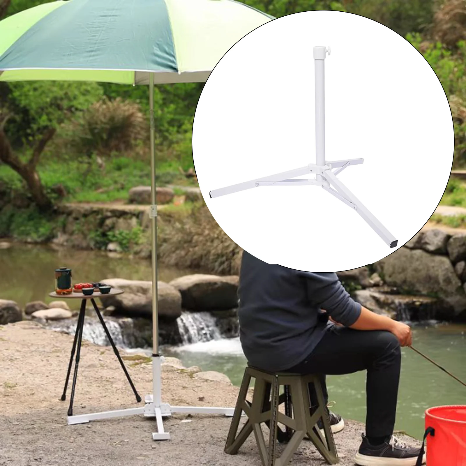 Umbrella Stand Base Beach Anchor Parasol Foldable Triangle Stand Outdoor Umbrella Stand for Fishing Yard Patio Lawn Summer Beach