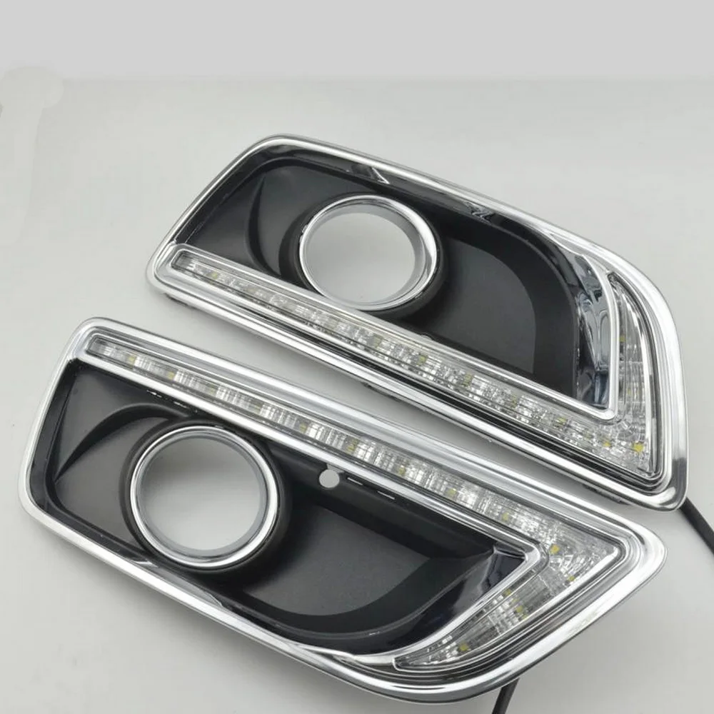 

July King Car Daytime Running Lights compatible for Chevrolet Malibu 2012-2015, 6000K LED DRL with Frame + Yellow Turn Signals