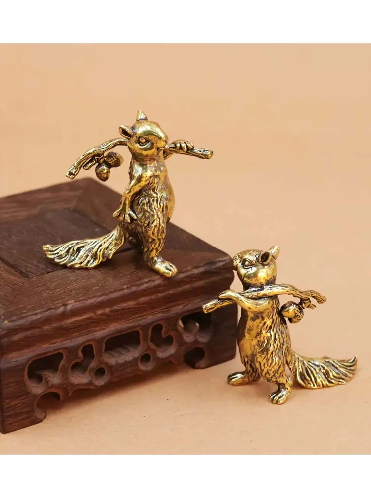 Massives Messing Büro Schreibtisch Dekoration Ornament Anti-Eichhörnchen Bronze Tee Haustier Handwerk Geschenk Handstück – Detail 2