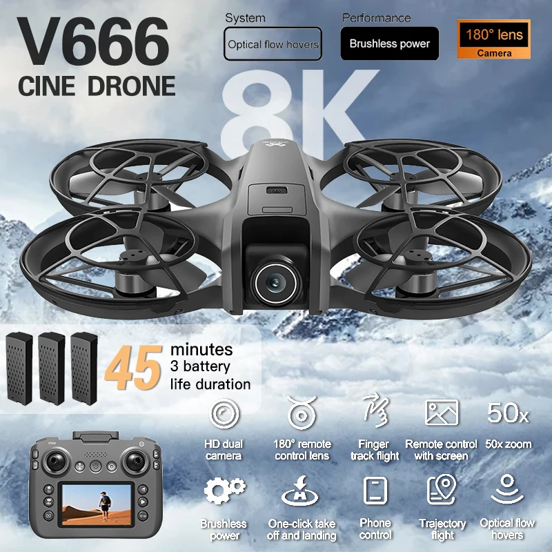 Original V666 MINI Drone 4K Professional WIFI 5G Dron Obstacle Avoidance Brushless Altitude Headless Mode RC Quadcopter FPV Toys
