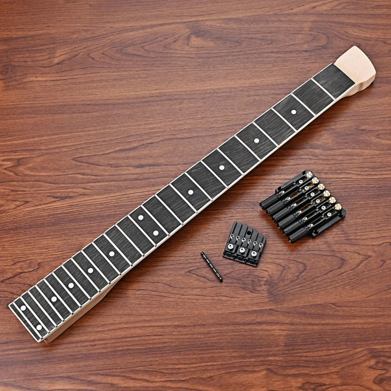 

24 Fret Maple Guitar Neck Headless Bridge Neck Nut Kits Smooth Edges Fretboard Guitar Stringed Musical Instrument Parts