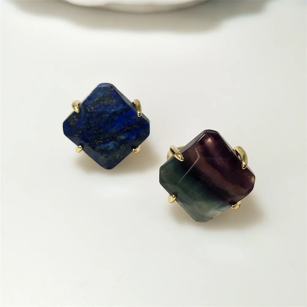 1Pcs Claw Setting Natural Semi Precious Stone Ring High Quality Adjustable Rings Suitable For Valentine's Day Gifts RG095 view 5