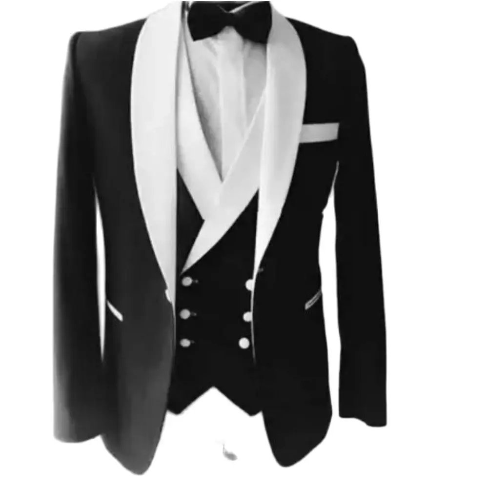 

Formal Mens Suits White Shawl Lapel Blazer Wedding Groom Dress Tuxedos Slim Fit Prom Party Male Clothes3 Piece Jacket Pants Vest