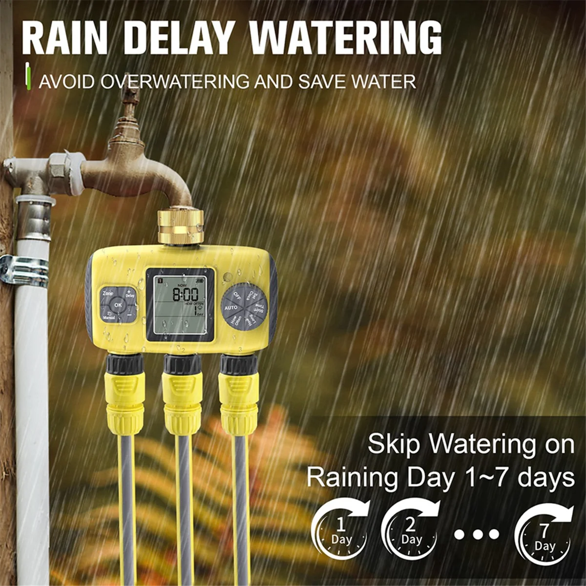 

AA98 3-Outlet Automatic Water Timer Automatic Irrigation Sprinkler System for Outdoor Garden Lawn Greenhouse Plants