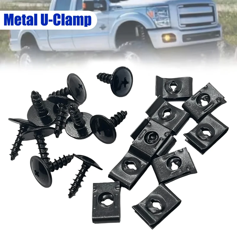 

Car Metal Screw Clips Universal U-Type Fastener Clip with Screw Anti-rust Fender Bumper Protection Buckle for Car Body Fixing
