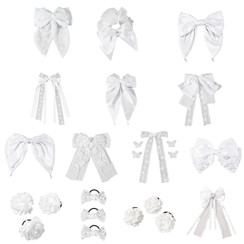 

Lace Hair Clip Scrunchies Ribbon Lace Bowknot Balletcore Clip for Lady Girl