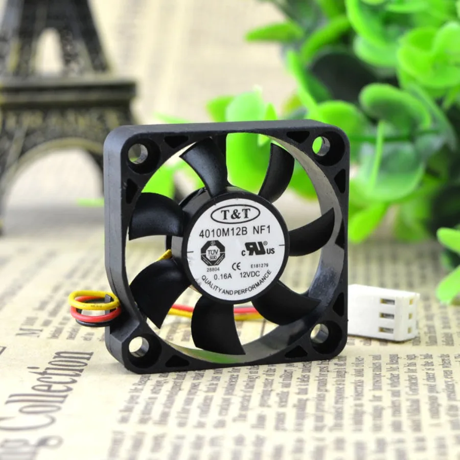 AA + FOR genuine, Taiwan T & T 4010M12B NF1 4010 12V 0.16A 4cm fan 3-wire double bead fan