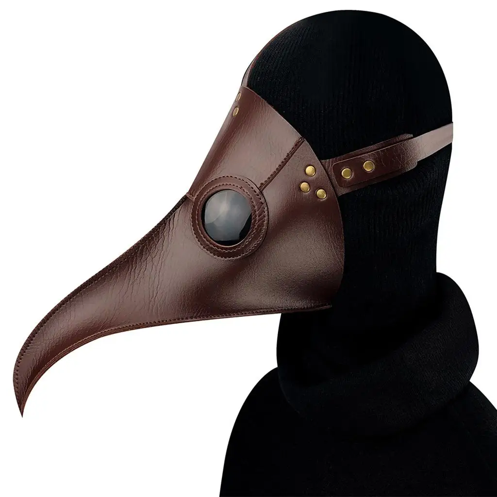قناع الطاعون Steampunk طويل منقار زي حزام قابل للتعديل بني