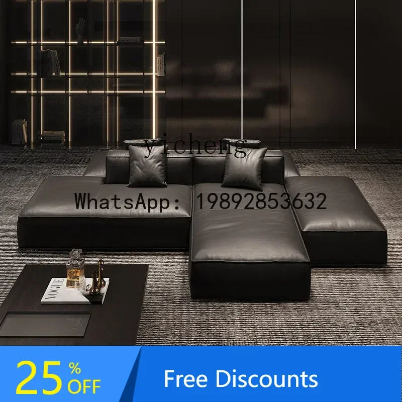 FZ  leather sofa custom double-sided back-to-back villa Italian minimalist tofu blocks