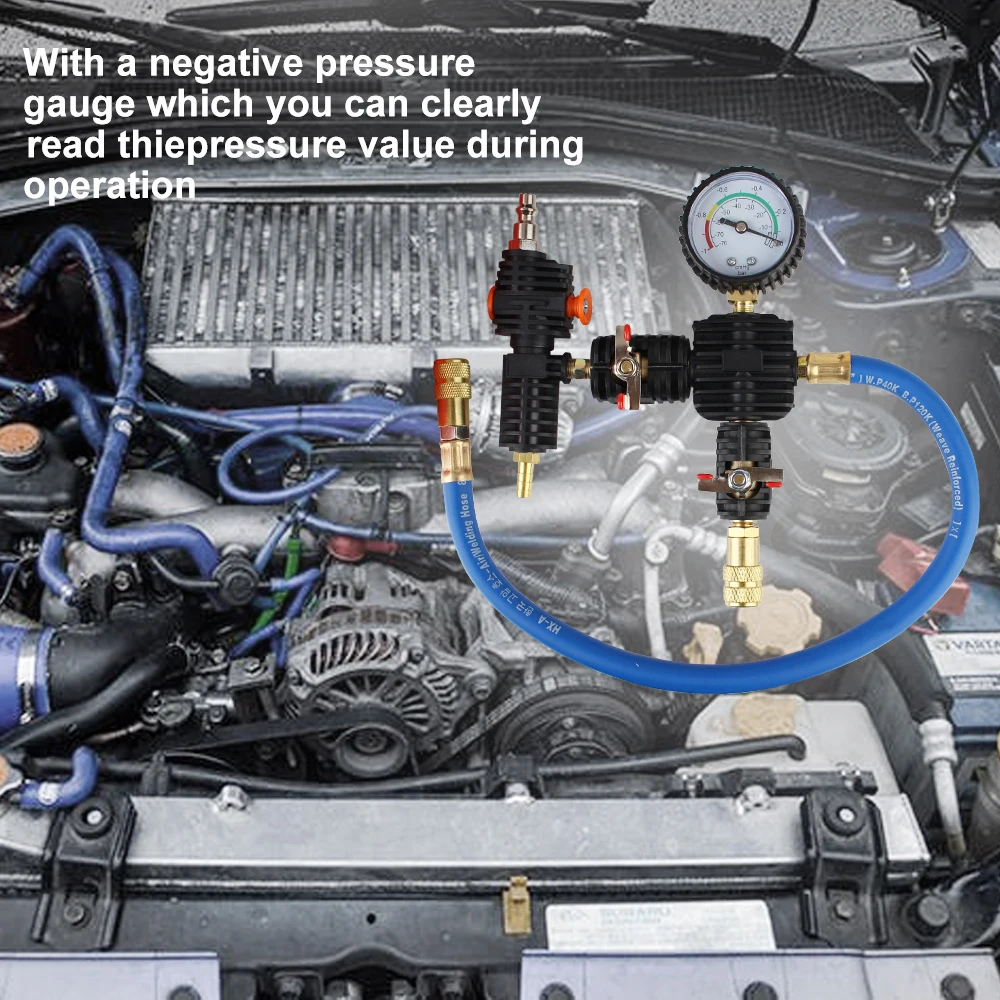 

With Adapter Coolant Refill Tool Kit Water Antifreeze Changer Car Radiator Coolant System Vacuum Purge