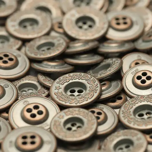 10 قطعة/الوحدة الحجم: 11 مللي متر-22 مللي متر أربعة العين نمط القمح أزرار معدنية الرجعية زر كاوبوي معطف الديكور مجموعة الخياطة (KK-3863)