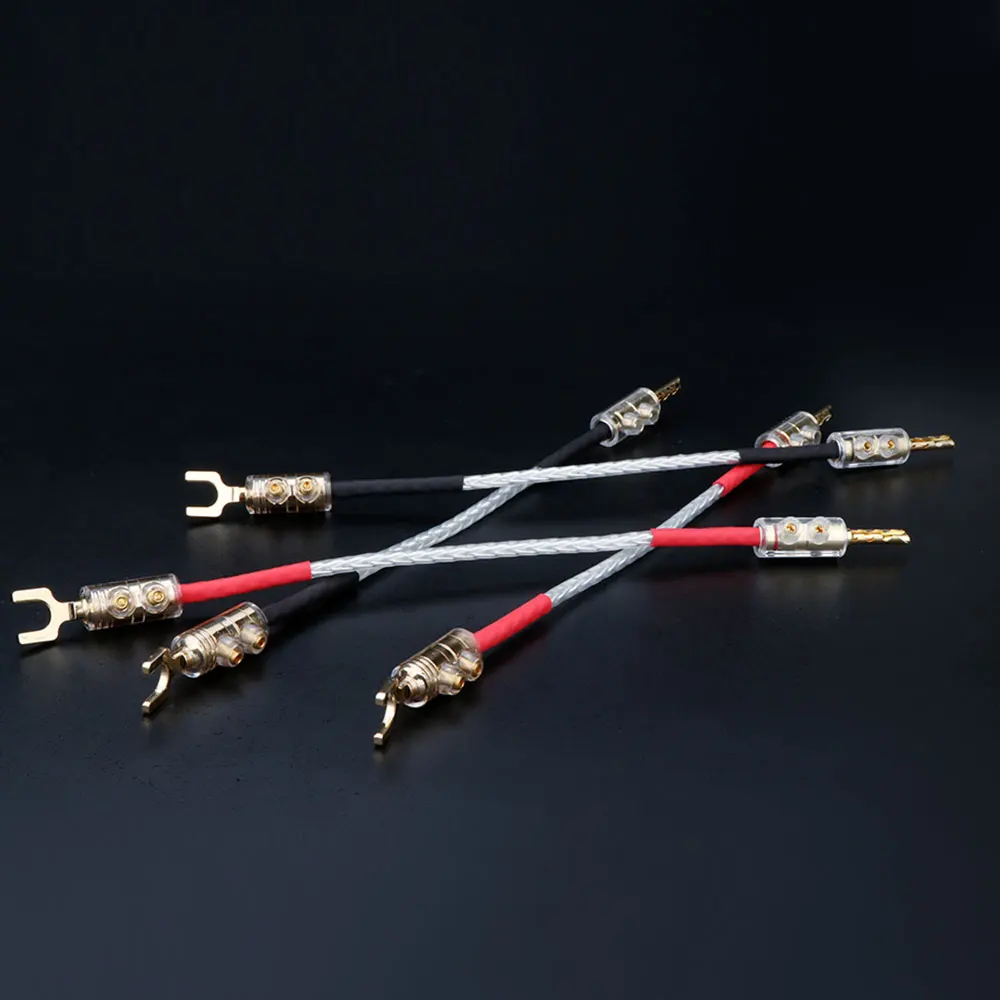 4 Stück OCC Versilberte Verbindungskabel Audiokabel Bananenstecker Y-Stecker Lautsprecher-Brückenkabel OCC Verstärker-CD-Verbindungskabel – Detail 15