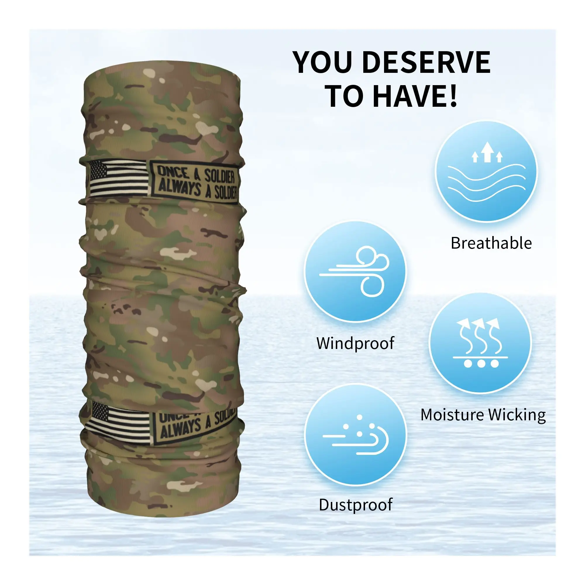 مخصص مرة واحدة جندي دائما جندي الرقبة الجراب الرجال النساء الأشعة فوق البنفسجية حماية الشتاء كامو التمويه الجيش باندانا وشاح للتزلج