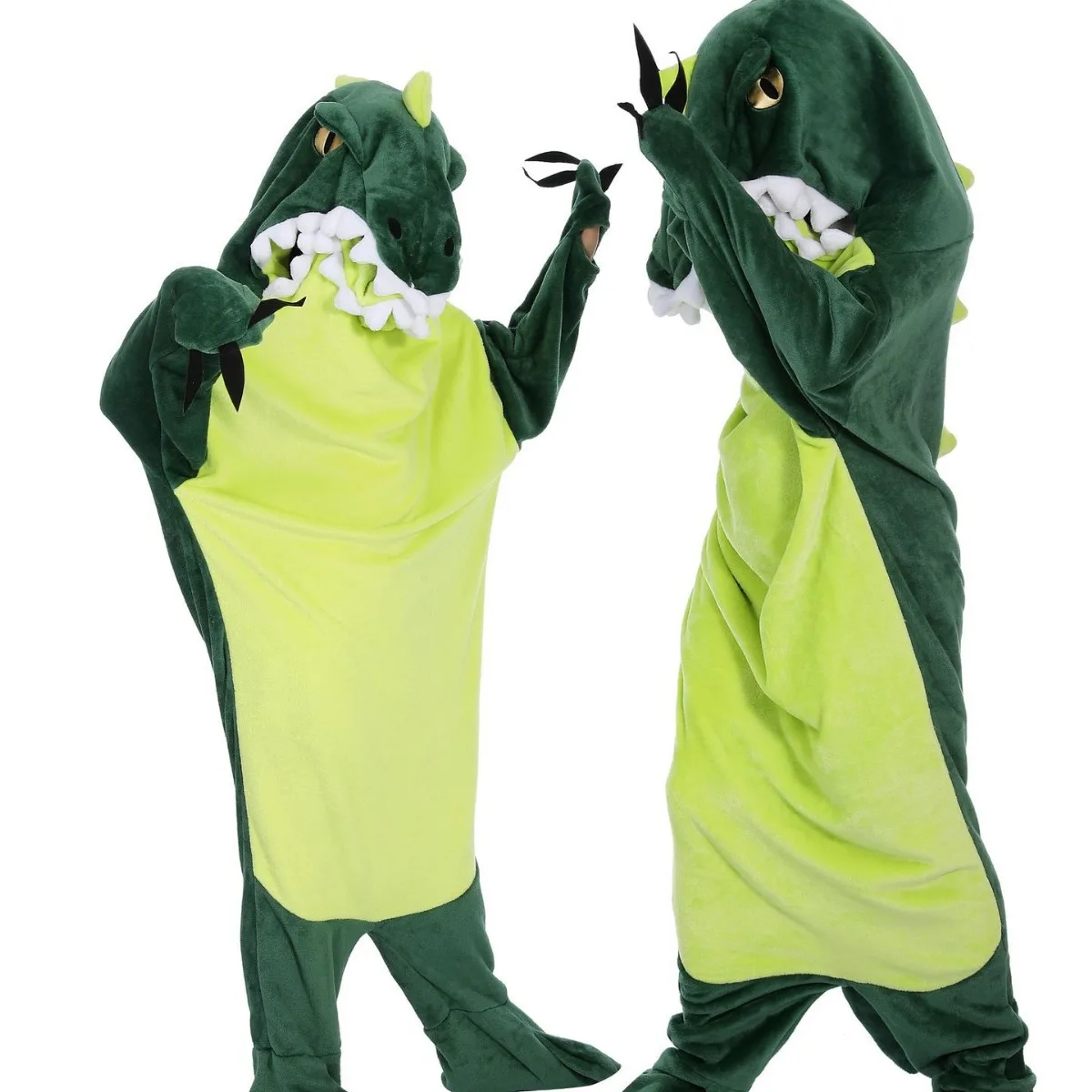 Dinosaur Sleeping Bag Cartoon Pajamas Flannel Home Outdoor Couple Conjoined Sleepwear For Sleeping Animal Home Clothes Pajama