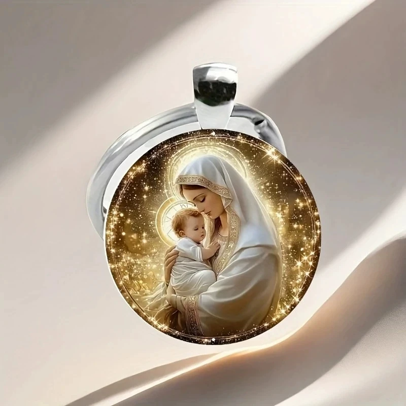 Moda nova criativa santa mãe madonna tempo gem chaveiro masculino carro chaveiro feminino saco chaveiro festa de casamento menina berloque presente