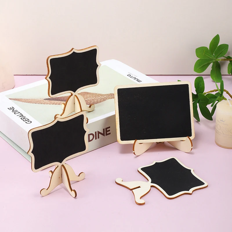 10PCS Portable Wooden Blackboard Mini Boards Message Label Sign Chalkboard DIY Decoration For Birthday Wedding Home Party