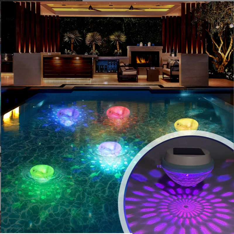 1-2Pack Solar Floating Pool Lighting, RGB Colour Changing Waterproof Pond Lights for Decoration of Swimming Pools, Yard Roads