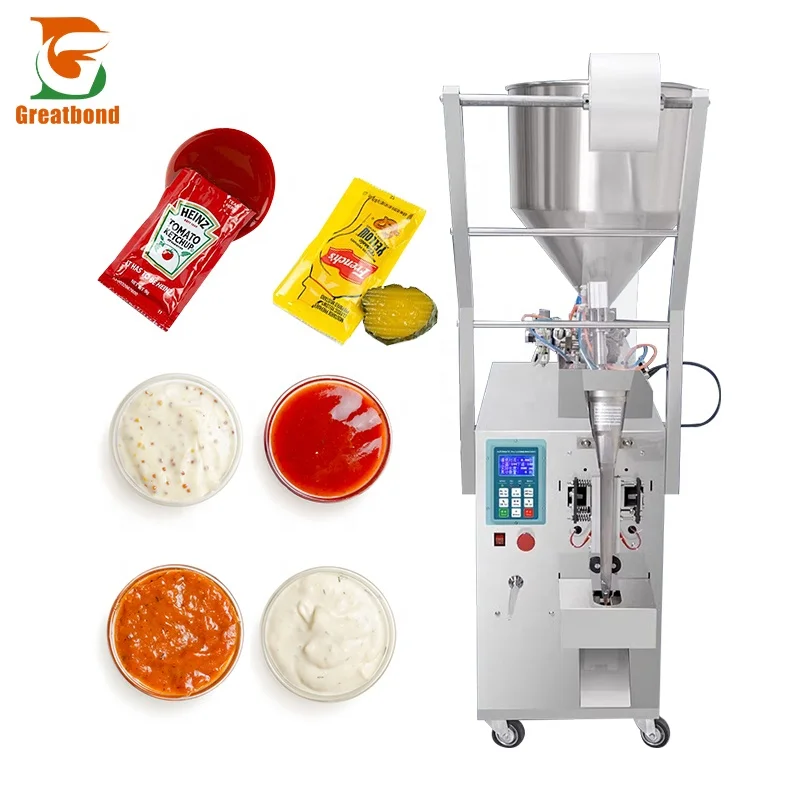 

10-1000ML Commercial Vertical Liquid Paste Film Rolling Pouches Honey Water Ketchup Sauce Back Sealing Packaging Filling Machine