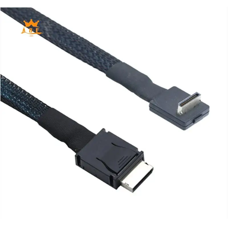 Кабель A08E-Oculink PCIe PCI-Express SFF-8611 4I 42P прямой и угловой (90 градусов) для передачи данных SSD, активный, 0.5 м