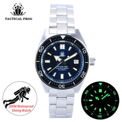 Tactical Frog Mens Diver Watches 62Mas Automatic Mechanical Wristwatch Dive 200M Waterproof Luminous Sapphire NH35 Ceramic Bezel