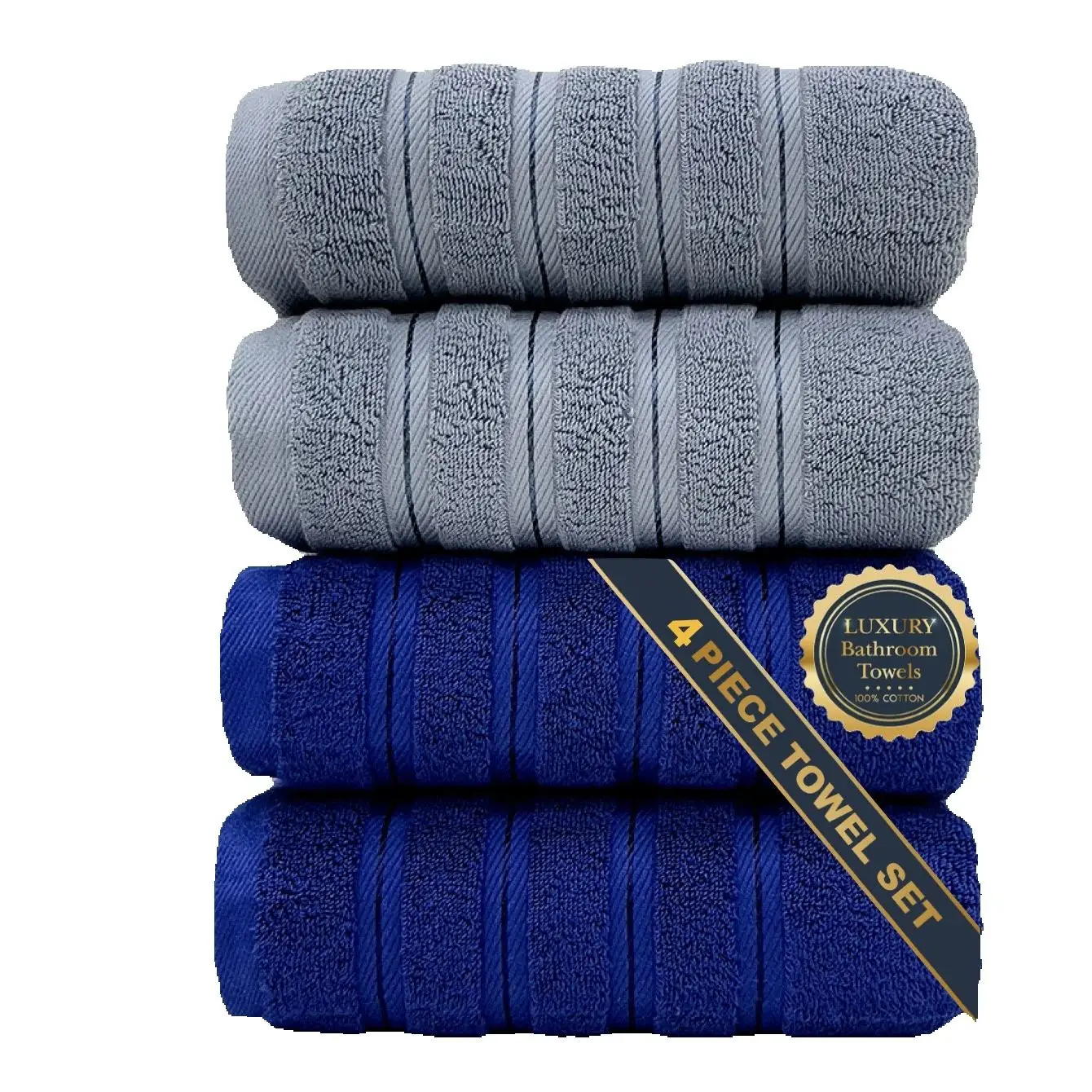 Blue Grey Bath Towe… - image