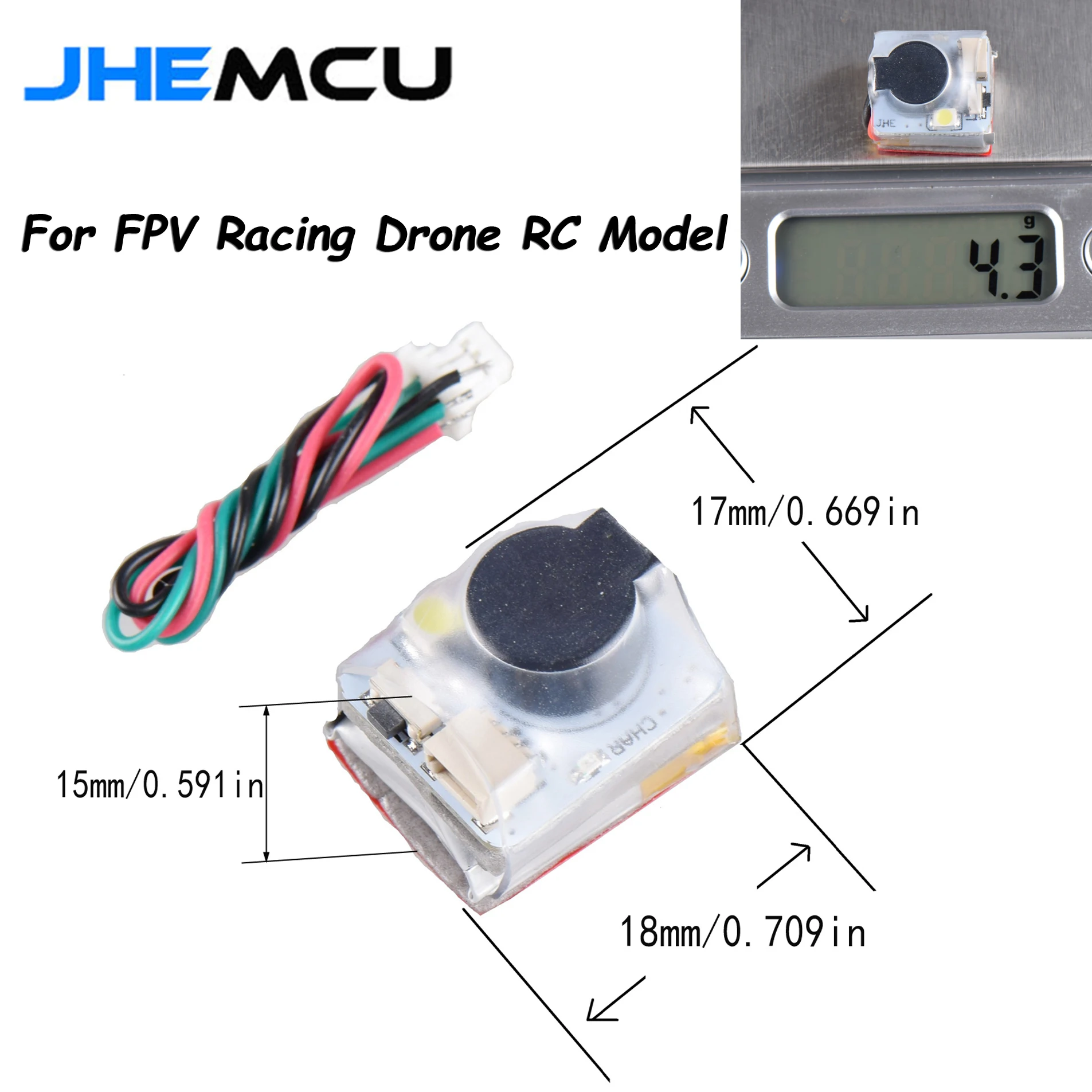 JHEMCU JHE20B/JHE42B/JHE42B_S Finder Super Loud Beeper Buzzer Tracker LED Anti-lost Buzzer Alarm For RC Model FPV Racing Drone