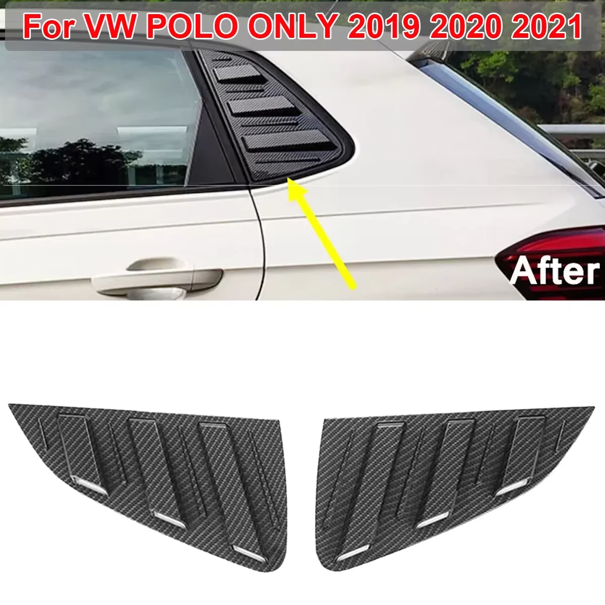 Für VW Polo 6 Mk6 GTI TGI TSI MPI 2019-2023 Auto Hinten Fenster Shutter Abdeckung Trim Hinten dreieck Fenster Schatten Spoiler Bodykits