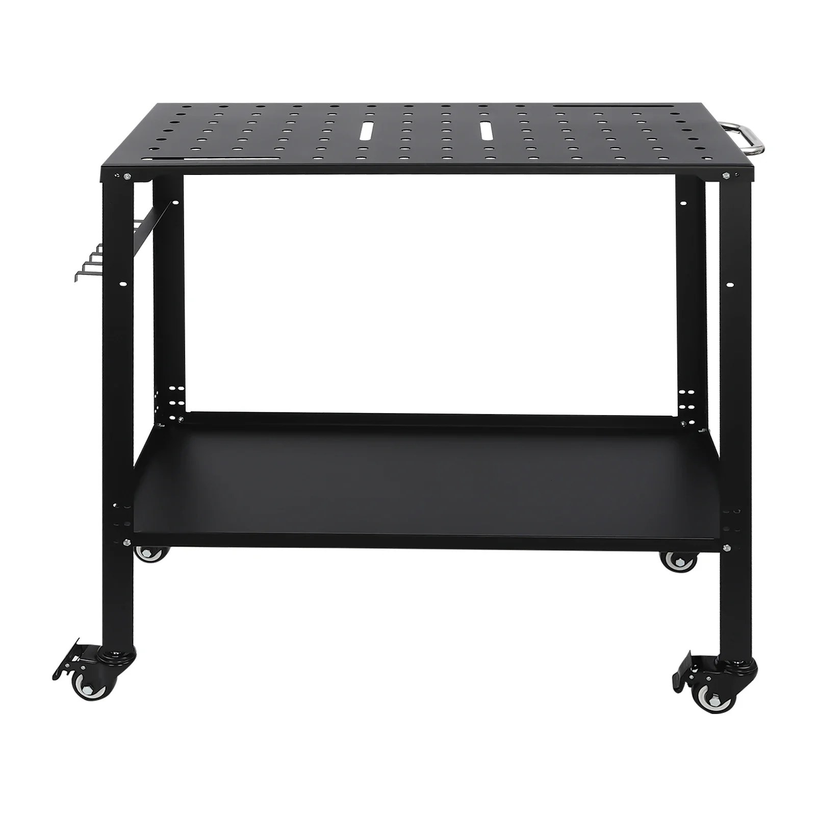 Mesa de soldagem com alta capacidade de carga, grande espaço de trabalho, slots e furos ajustáveis para fixação, perfeita para soldagem irregular