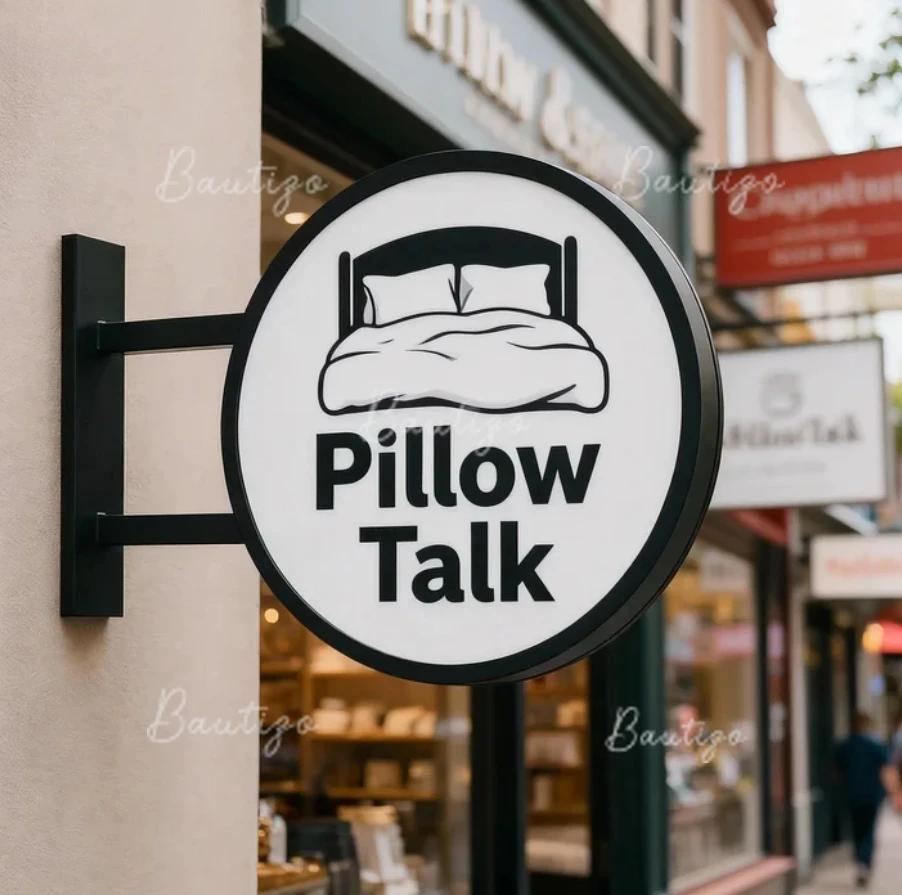 Custom Double Sided LED Signage Sign Personalized Exterior Round Sign Wall Mounted Illuminated Advertising Bedding Lightbox Logo