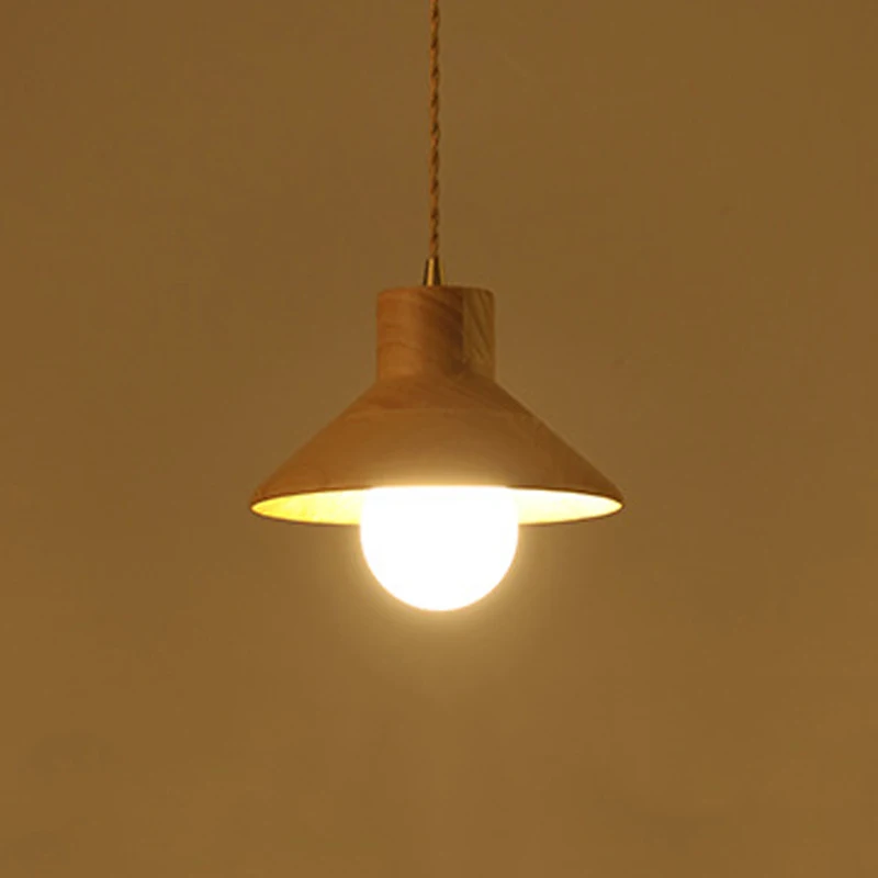 Vintage Bamboo Wooden LED Pendant Light Bowl Beads Art Indoor Hanging Lamp for Dining Living Room Bedroom Home Decor Chandelier