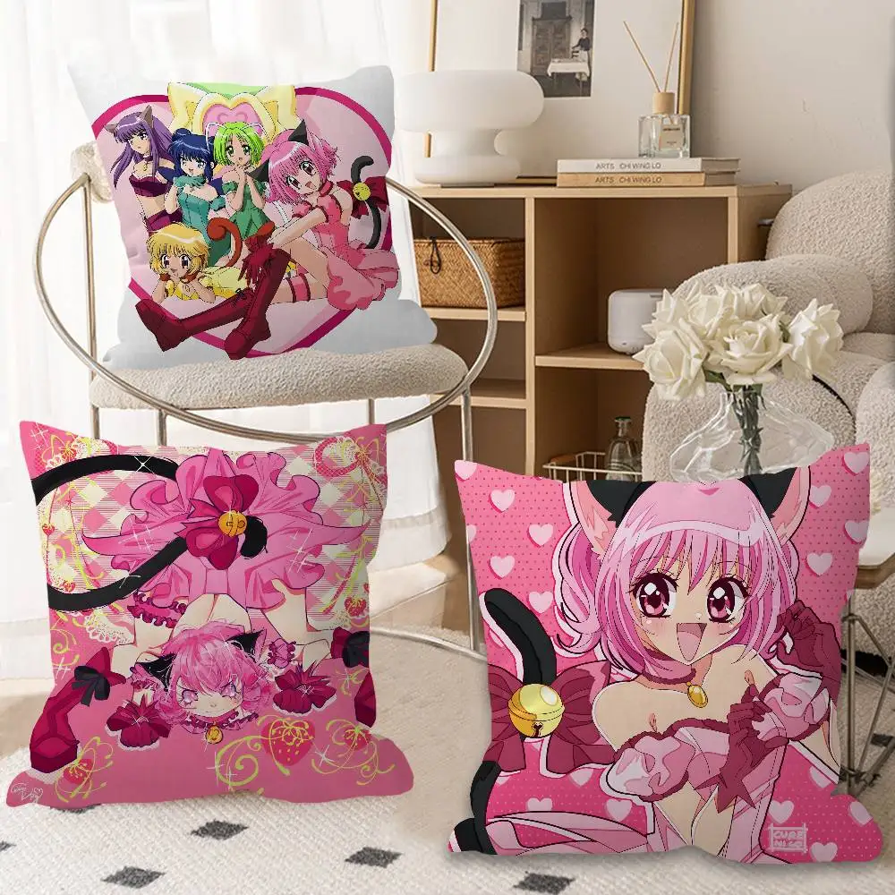 Magical Girl Anime T-Tokyo M-Mew Mew Office Cushion Pillowcase Car Cushion Cover45X45CM Lumbar Pillowcase Sofa Pillowcover