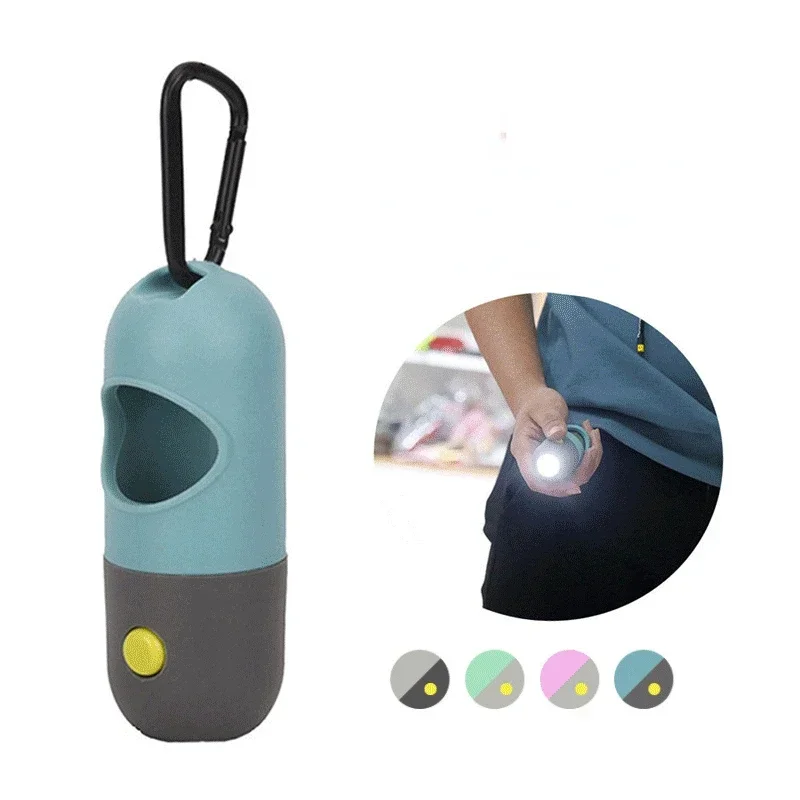 Degradable Dog Poop Bag Dispenser LED light Waste Bags Holder Dispensers Poop Bags Set Dogs Trash Pets Clean Accessories