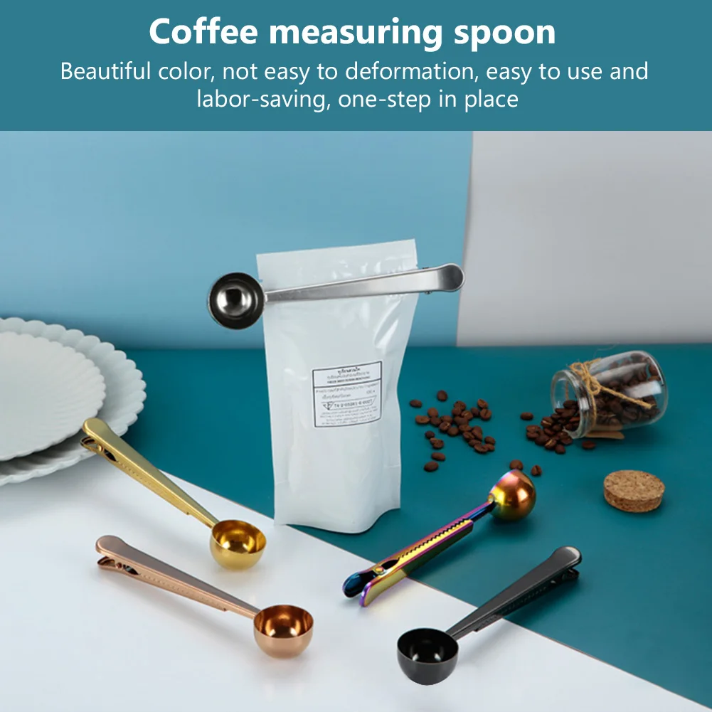 20Pcs Coffee Scoop Clip Stainless Steel Kitchen Measuring Spoon With Long Handle Sealing Bag Clip For Coffee Tea Expresso