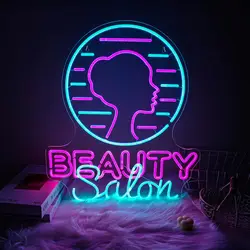 Large Beauty Salon Neon Signs LED Neon Light Sign Light Up Neon Signs For Beauty Barber Salon  Make Up Lashes Nail Decor