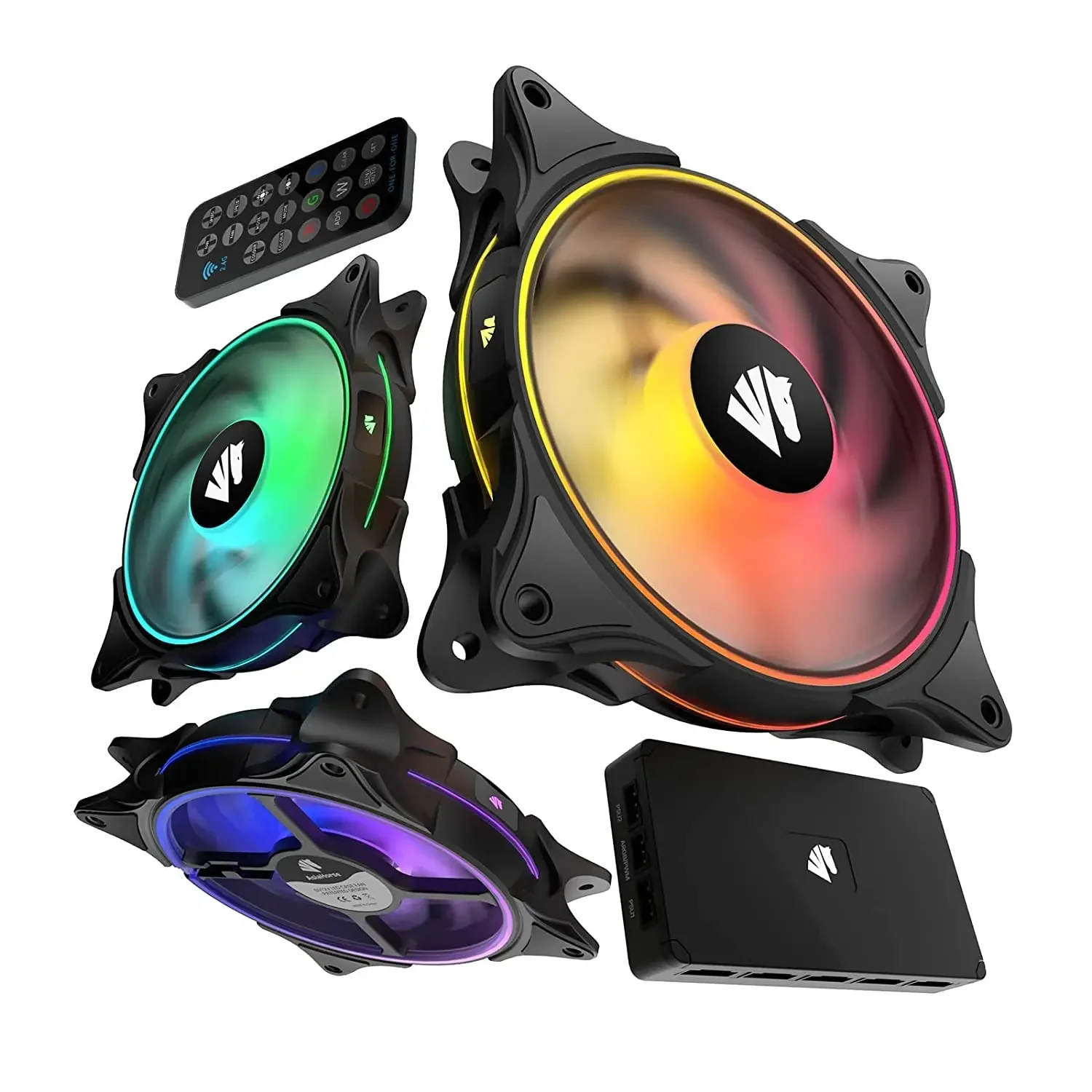 Asiahorse FS-9002 20+8 LED ARGB White Computer Case Fan 120mm Rgb Fan Cpu Cooler Cooling Fan RGB With Controller