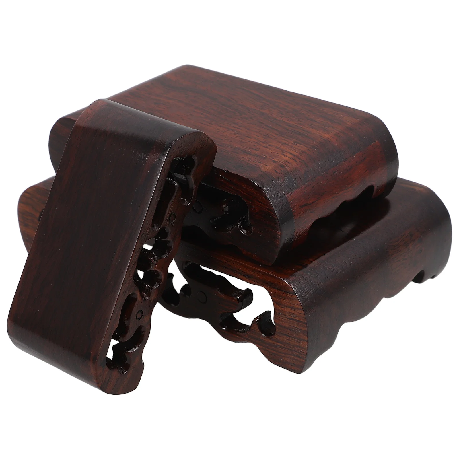 

1 Set Rectangular Wood Carved Display Pedestal Stand For Vase Teapot Bonsai Statue Sculpture Trophy Stone Plant Base Chinese