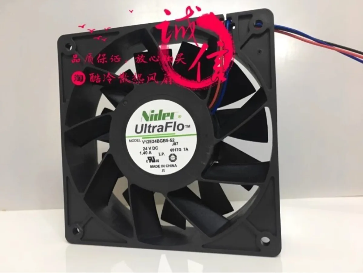 For  NIDEC V12E24BGB5-52 DC24V 1.40A 12CM 3-Pin Inverter Cooling Fan
