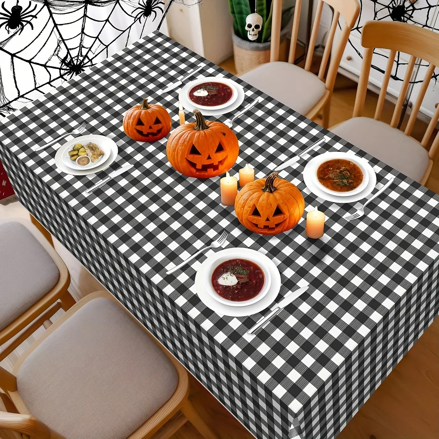 1 piece, black and white checkered tablecloth, movable party tablecloth, checkered tablecloth - suitable for partiesxzj