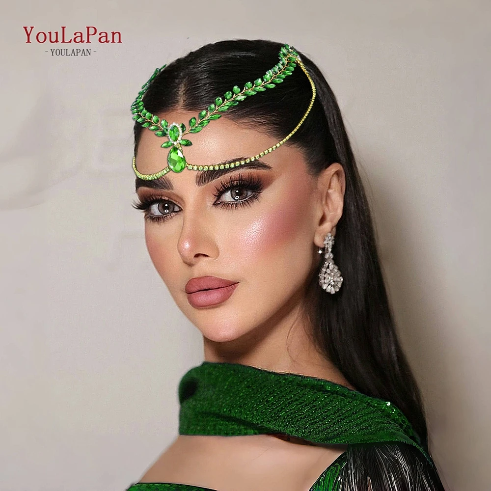 

YouLaPan Bride Forehead Head Chain Wedding Rhinestone Headband Bridal Hair Accessories Pageant Tiara Woman Headwear HP524