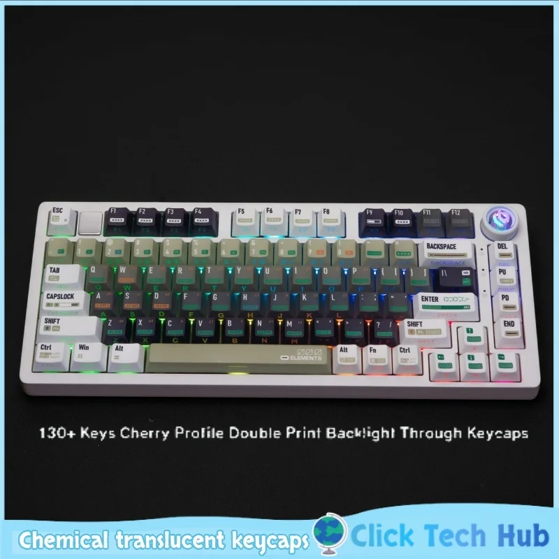 Chemical Translucent Keycaps Side Engraving 130key Pbt Cherry Key Cap Korean Russian Western Spanish Mechanical Keyboard Keycaps