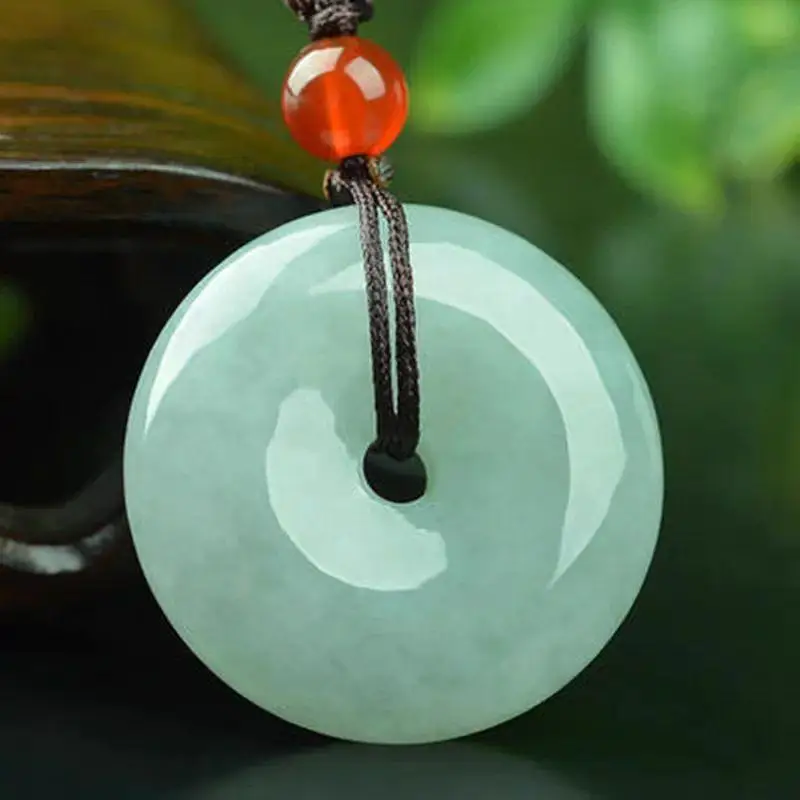 Myanmar Jadeite Peace Pendant with Flower Pattern