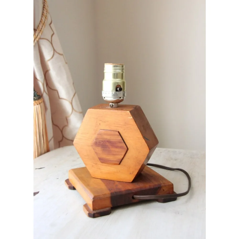 Polygon Shaped Desk Lamp, Roger Fisher, Table Lamp, Office Light, Wooden Light Fixture, Danish Modern, Desktop Decor, Honey Comb