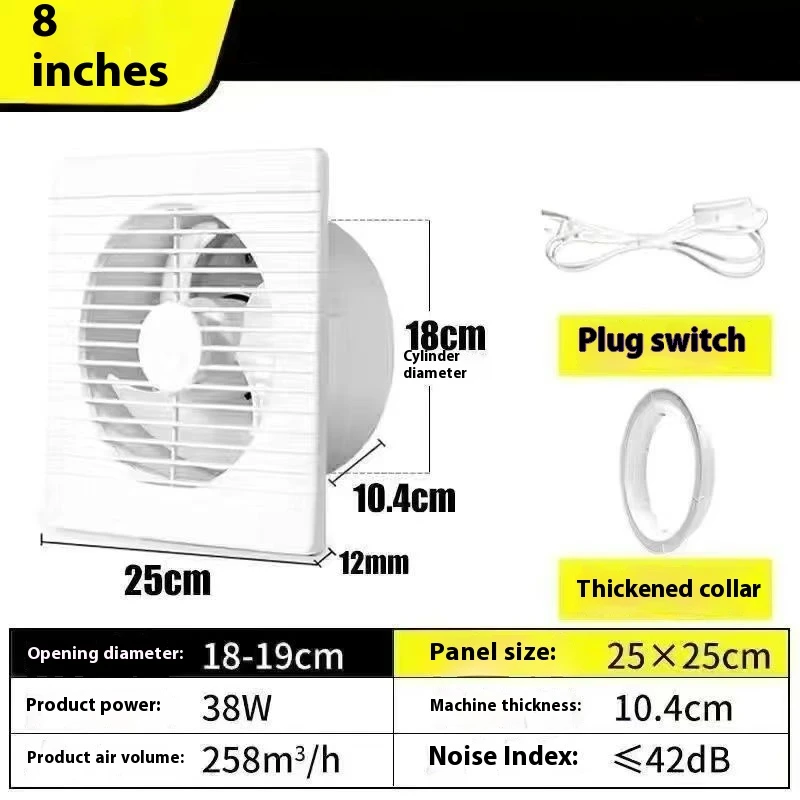 220 V 4 inch 6 inch 8 inch Opknoping Muur Wit Ventilador Kleine Ventilator Extractor Afzuigventilatoren Wc badkamer Keuken Fan