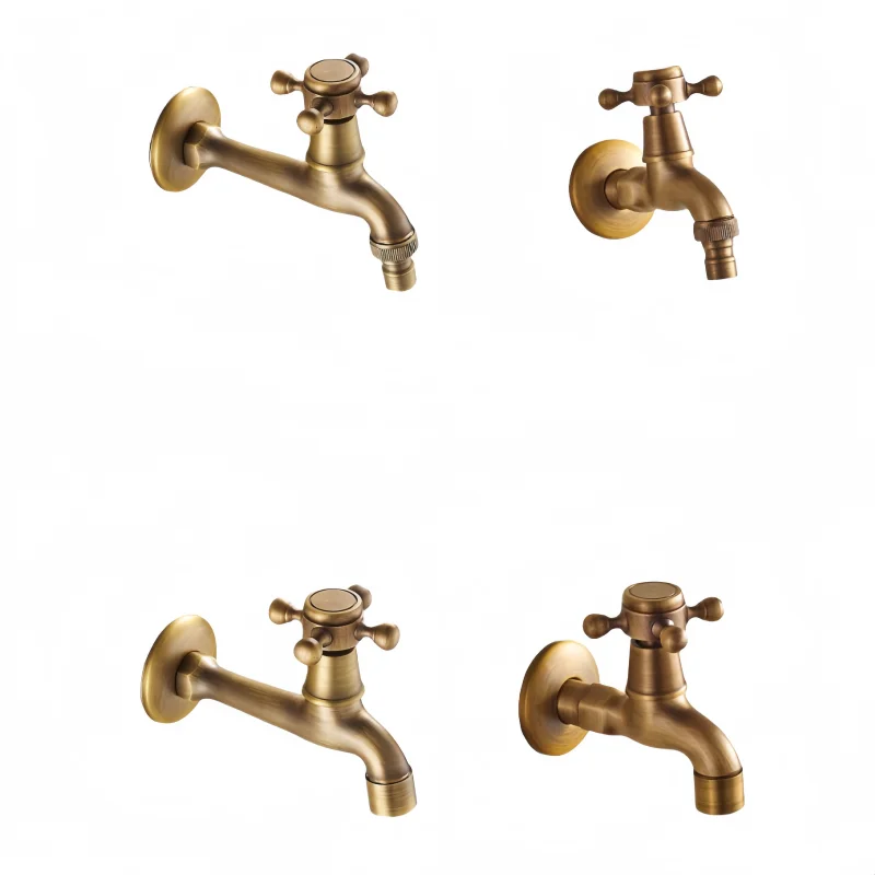 Long garden use Bibcock faucet tap crane Antique Brass Finish Bathroom Wall Mount Washing Machine Water Faucet Tap