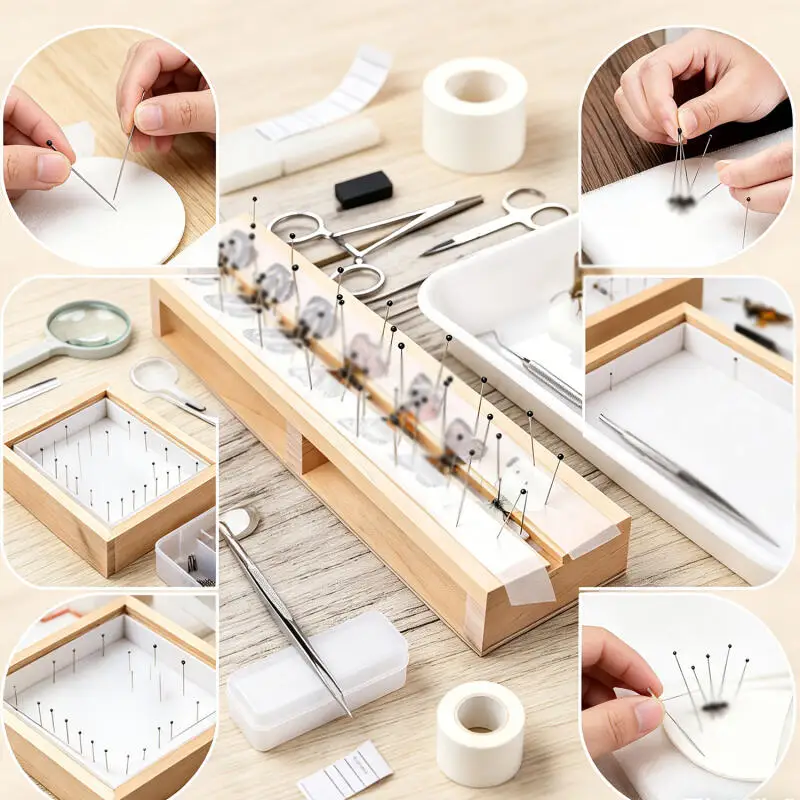 100/500 Stück Edelstahl-Probennadeln, Insektennadeln mit Kunststoffbox für Schullabore, Bildung, Entomologie, Körperdissektion – Detail 6