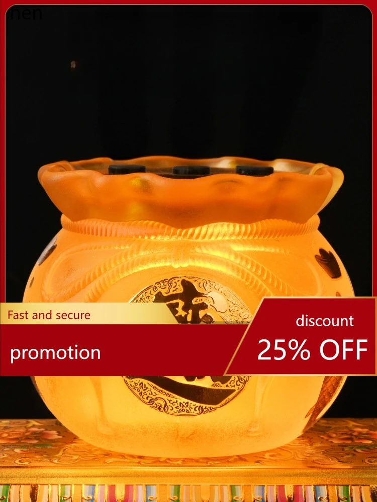 Cz god of wealth incense burner for home worship three-piece set with incense candle holder and digital candle all-in-one