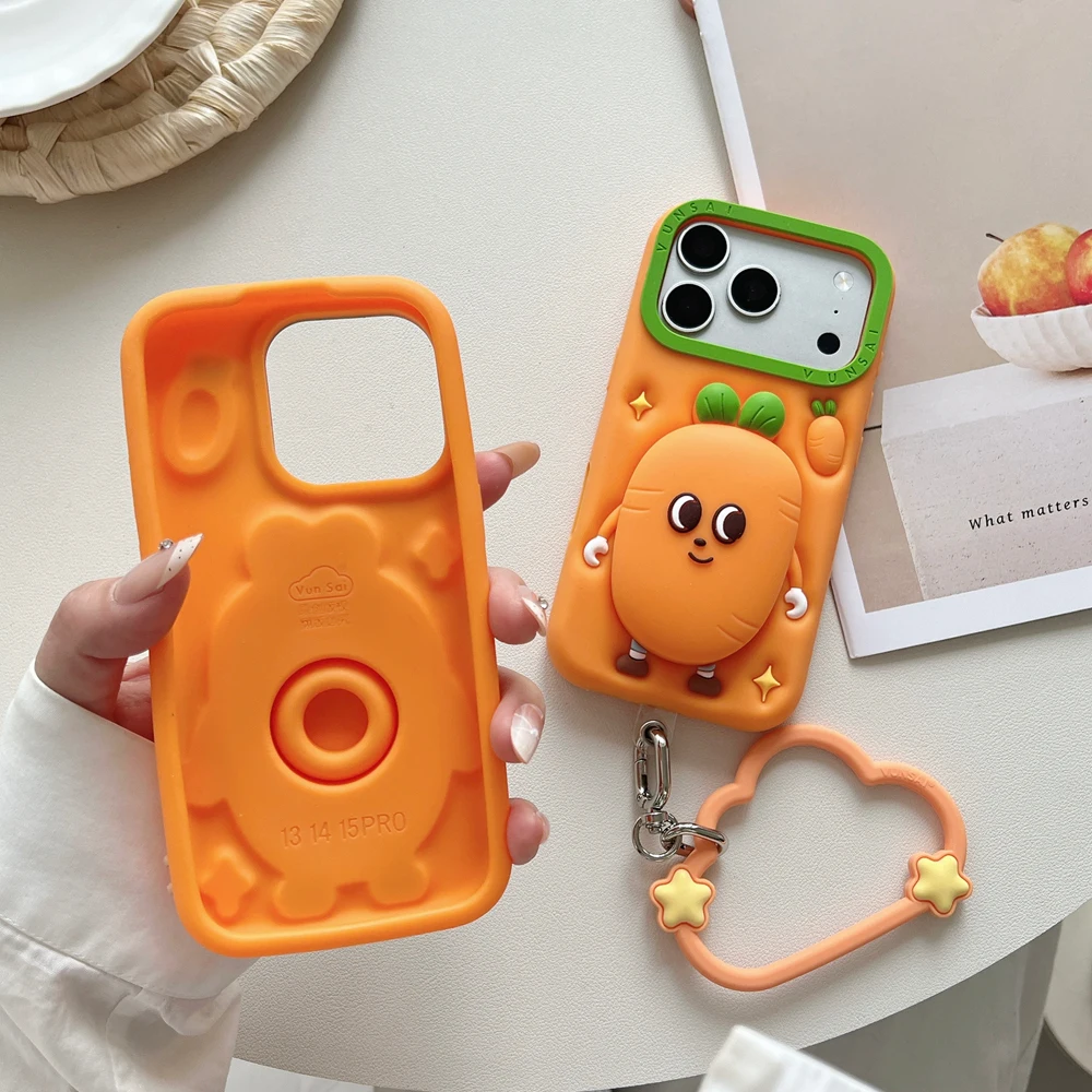 KEYSION Cute Cartoon 3D Carrot - Cute Cartoon Wrist Strap Silicone Case review and price